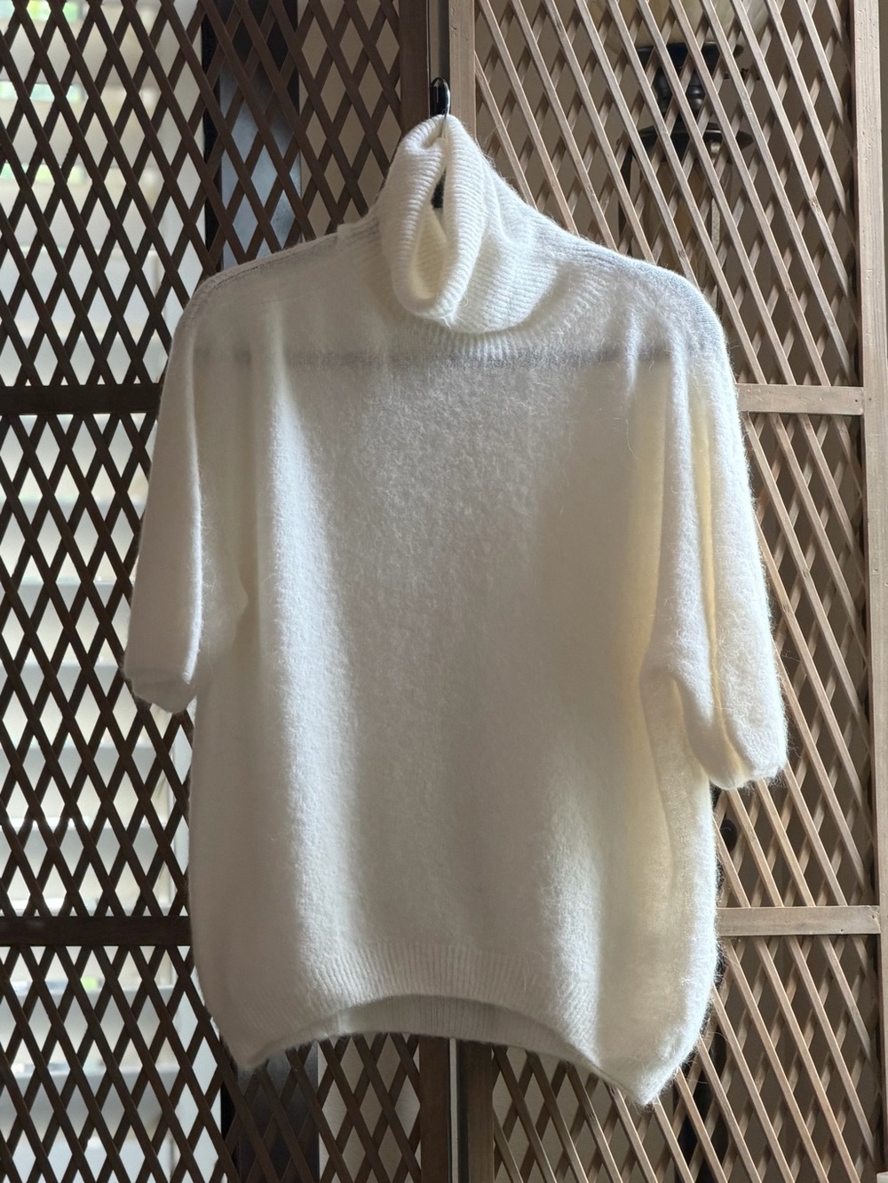 Ivory Short-Sleeve Turtleneck Sweater